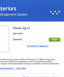 Marbec Interiors CMS Login [www.marbecinteriors.com.au]