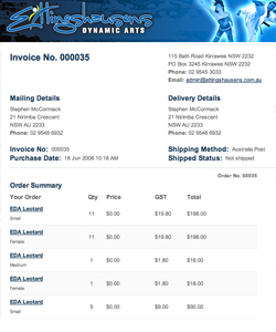 Ettingshausens Dynamic Arts Invoice [www.ettingshausens.com.au]