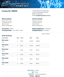 Ettingshausens Dynamic Arts - Invoice [www.ettingshausens.com.au]
